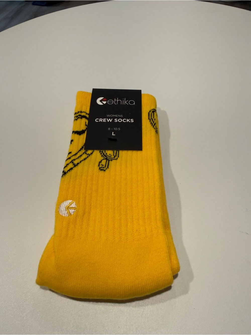 ethika Women's Yellow Crew Socks with Black Accent